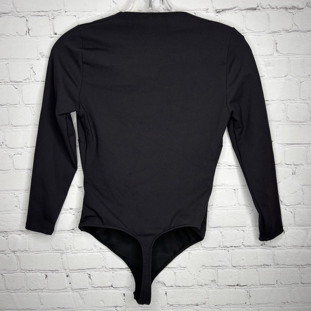 Free People Intimately V Neck Close Call Duo Bodysuit Top Black - Picture 11 of 11